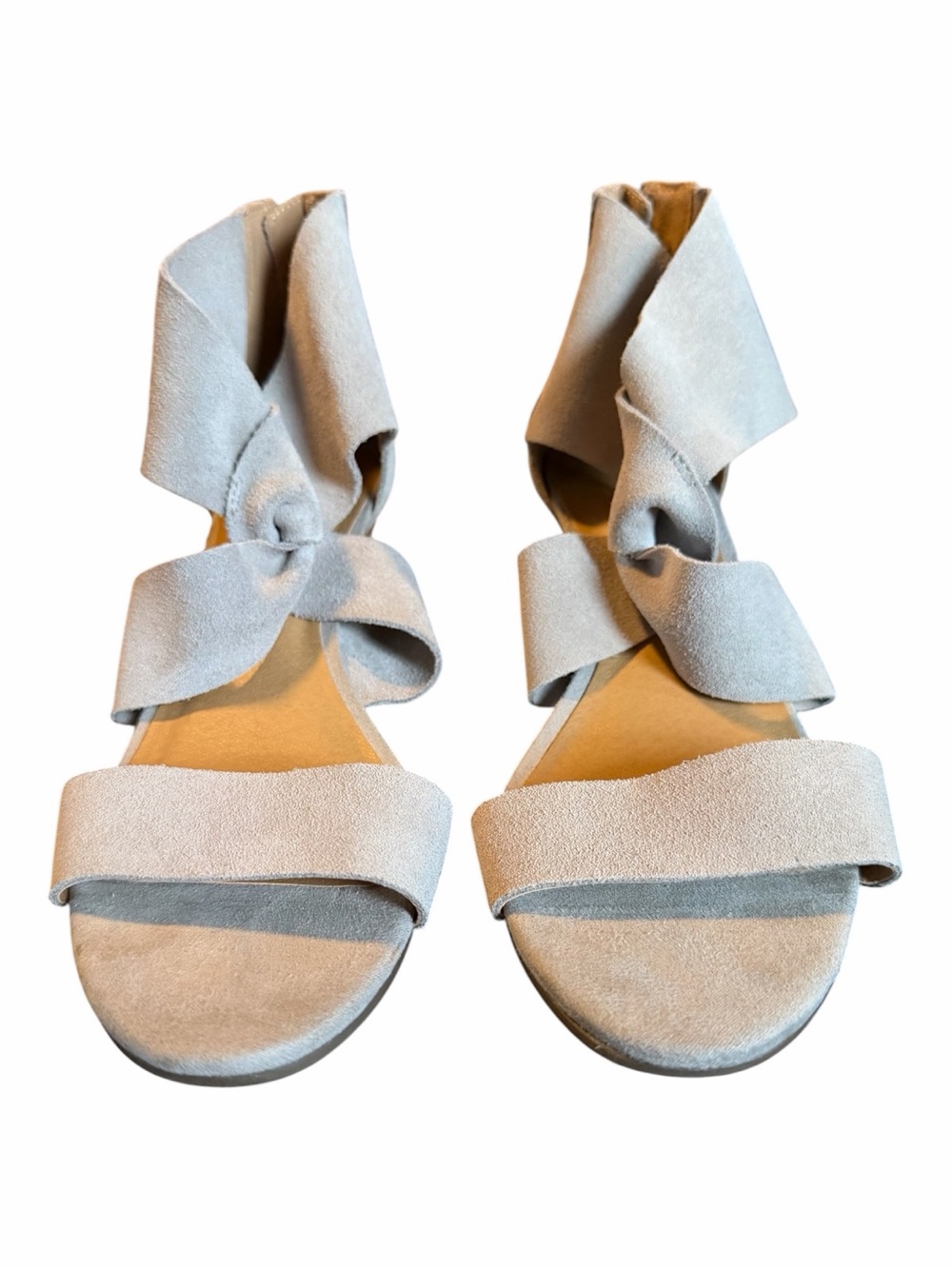 Lucky Brand Light Beige Suede Knot Wrap Sandals